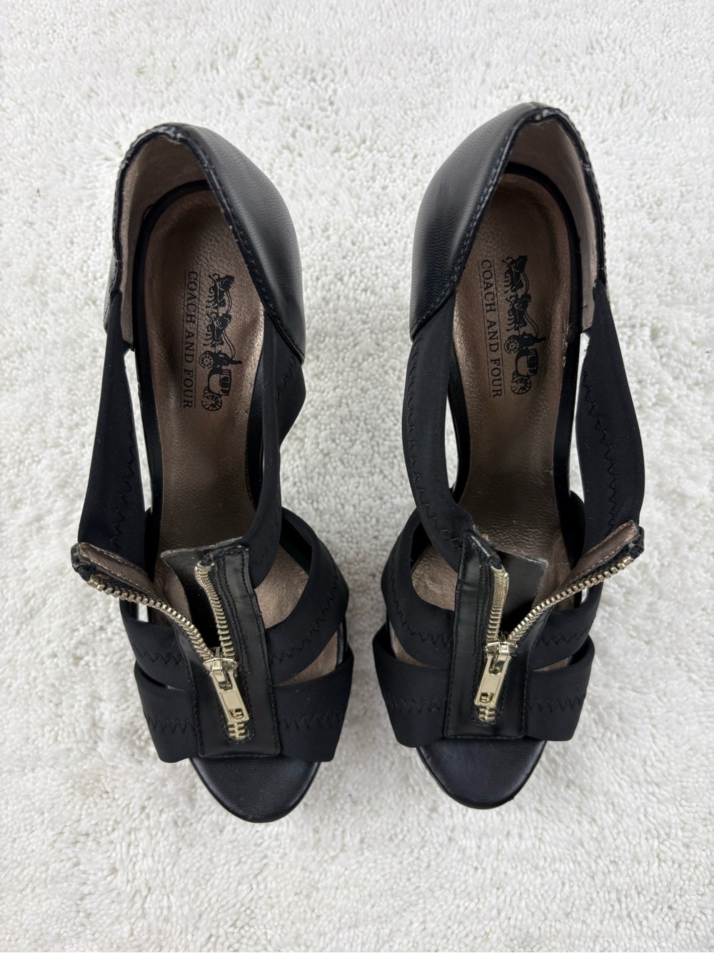 Women’s Black Coach & Four Zip-Front Strappy Sandals - Picture 10 of 12